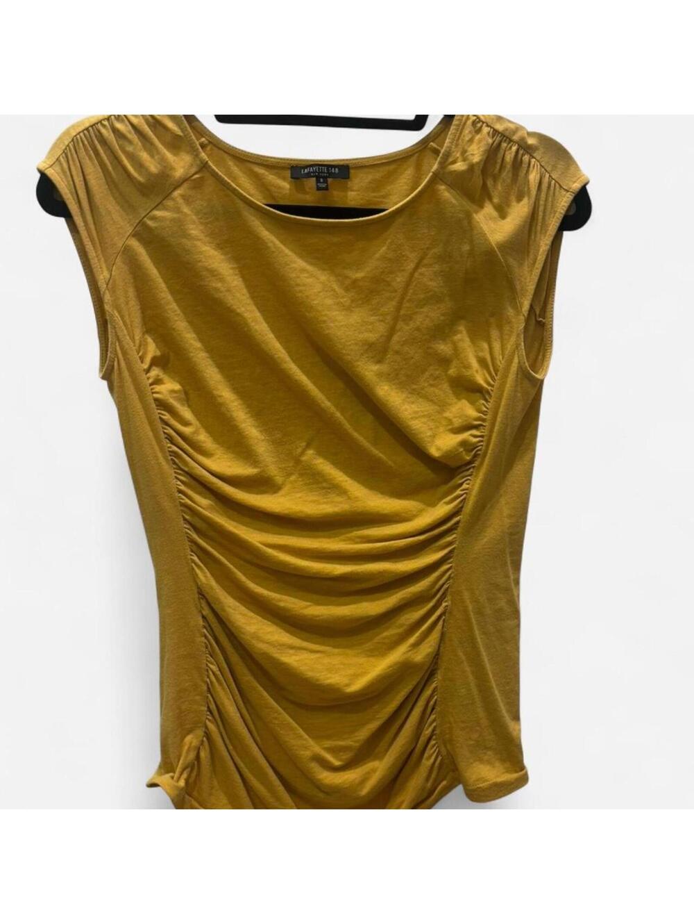 Lafayette 148  - Mustard Yellow Short Sleeve Blouse